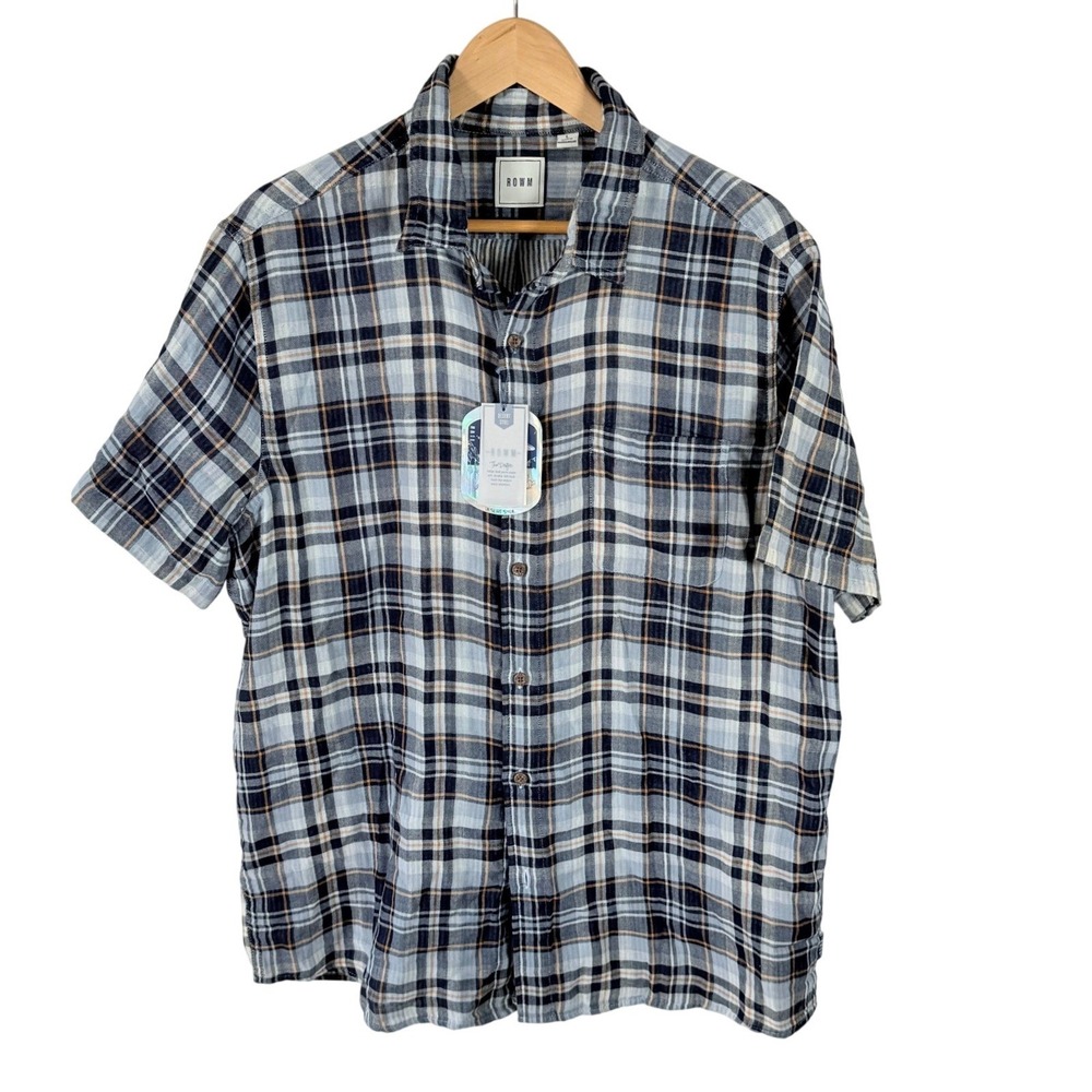 ROWM Mens Plaid Button Up Short Sleeve Shirt L‎ Desert Soul The Drifter Normcore